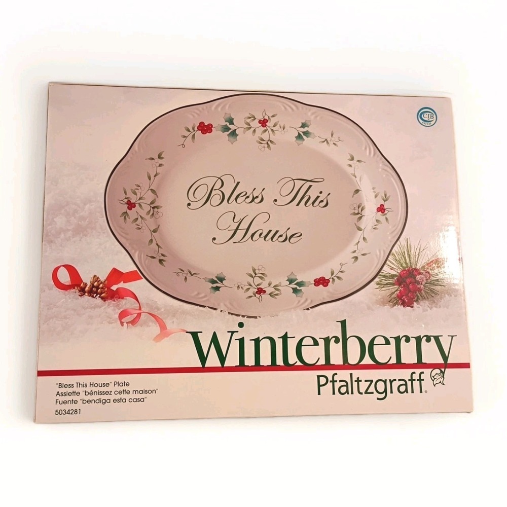 NEW in Box NIB Pfaltzgraff WINTERBERRY Bless This House Plate 10.5" Platter Gift
